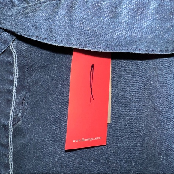 Flamingo 2 button high waisted flared Bell jeans with belt XL - Picture 2 of 6